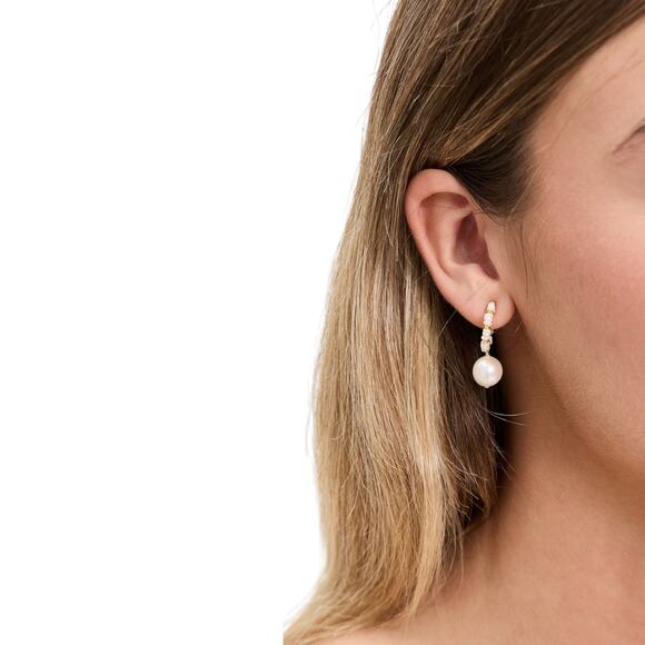CHAN LUU Maiden Hoop Earrings in White Pearl - Picture 2 of 11